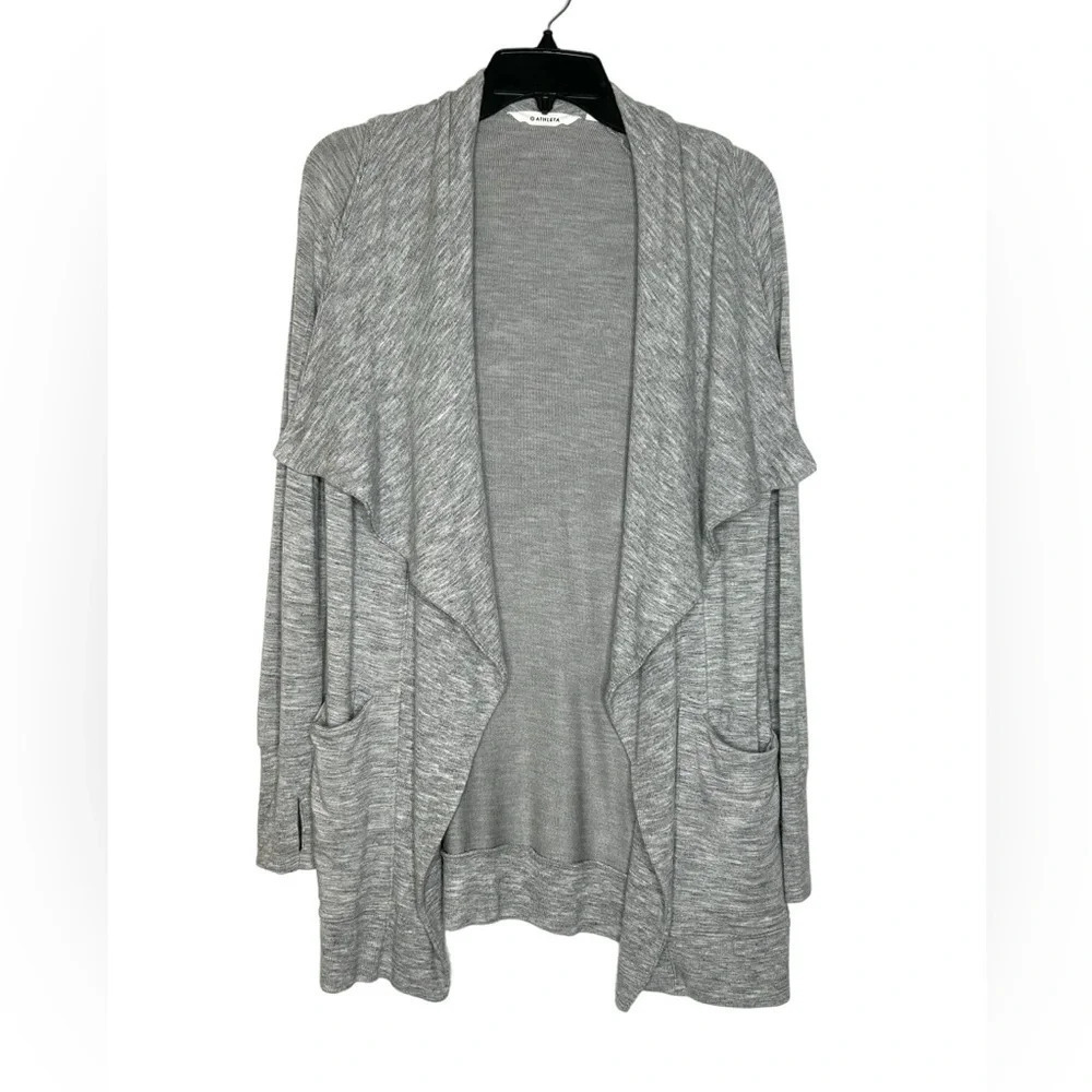 Athleta Draped Open Front Cozy Cardigan Sz XS Gray Loungewear Athleisure Yoga